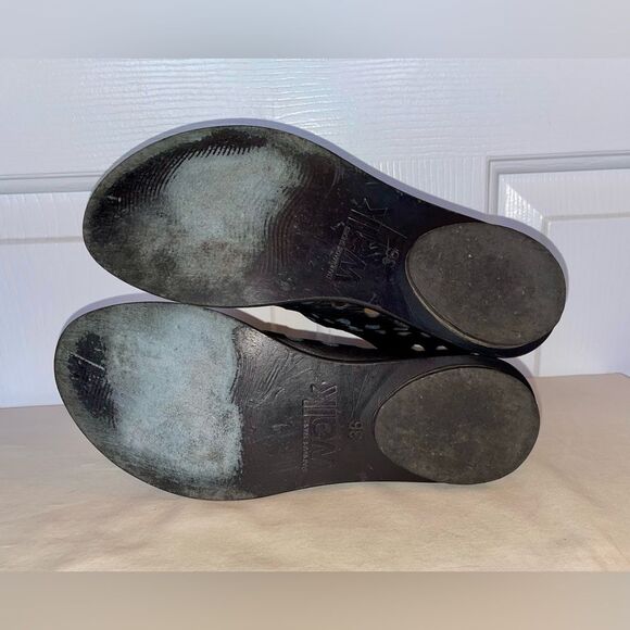 WALK by Handmade Shoes Open Toe Ankle Boot, Size 5.5, Black Leather Cut Outs - Picture 9 of 11